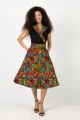 Sukienka midi z kołnierzem, krótki rękaw z czarną górą "CONFETTI" mix i inne wzory  