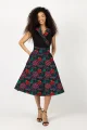 Sukienka midi z kołnierzem, krótki rękaw z czarną górą "CONFETTI" mix i inne wzory  