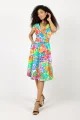 Sukienka midi z kołnierzem, krótki rękaw "CONFETTI"  i  inne wzory  