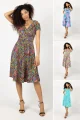 Sukienka midi z kołnierzem, krótki rękaw "CONFETTI"  i  inne wzory  