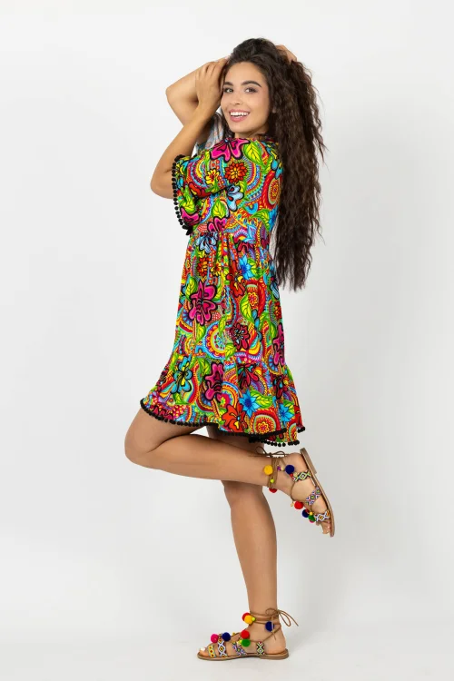 Sukienka mini luźna z pomponami  kolekcja DOLCE marka VIPPI DESIGN (10).jpg