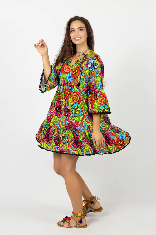 Sukienka mini luźna z pomponami  kolekcja DOLCE marka VIPPI DESIGN (6).jpg