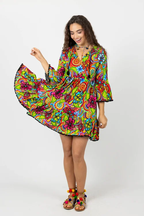 Sukienka mini luźna z pomponami  kolekcja DOLCE marka VIPPI DESIGN (3).jpg
