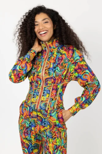 Bluza gorsetowa ze stójką "SEA" multi