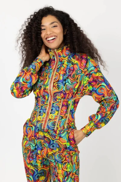 Bluza gorsetowa ze stójką "SEA" multi