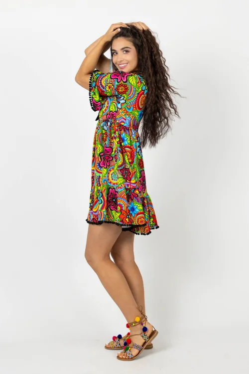 Sukienka mini luźna z pomponami  kolekcja DOLCE marka VIPPI DESIGN (9).jpg
