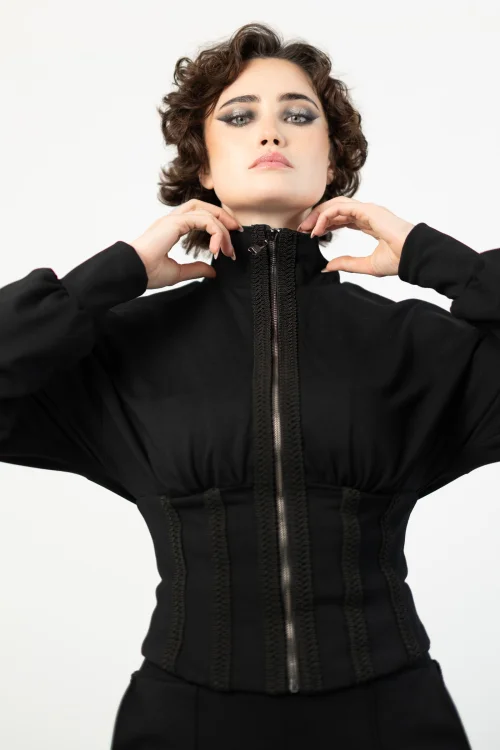 bluza gorsetowa ze stójką i sponie szerokie w kant z taśmami marka VIPPI DESIGN  (9).jpg