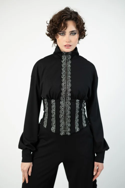 bluza gorsetowa ze stojką  ze srebrnymi lampasami   marka VIPPI DESIGN  (2).jpg