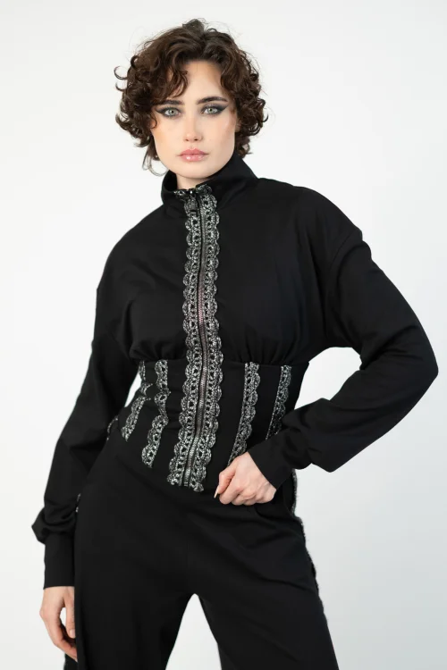 bluza gorsetowa ze stojką  ze srebrnymi lampasami   marka VIPPI DESIGN  (5).jpg